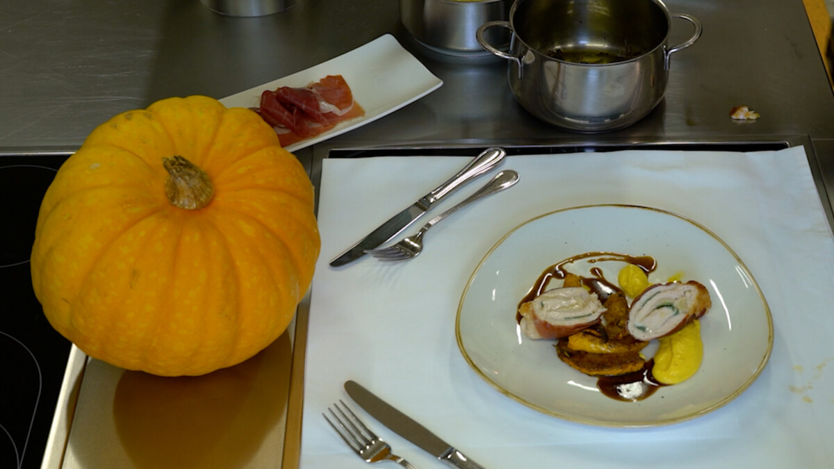 Sterirermenü Saltimbocca mit Kürbis